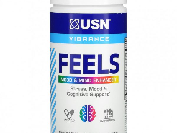 USN North America, Inc., FEELS - Mood & Mind Enhancer, 60 растительных капсул