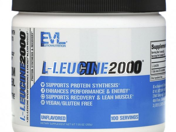 EVLution Nutrition, L-лейцин 2000, без добавок, 200 г (7,05 унции)