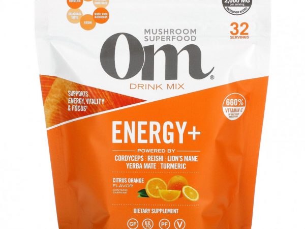 Om Mushrooms, Energy + Drink Mix, цитрусовый и апельсин, 200 г (7,05 унции)