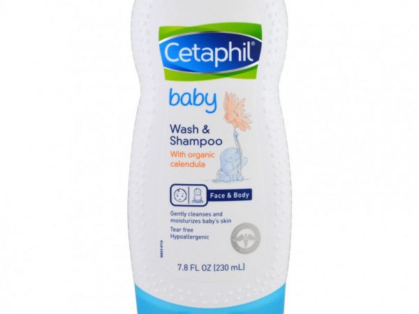 Cetaphil, детский гель для душа и шампунь, с органической календулой, 230 мл (7,8 жидк. унции)