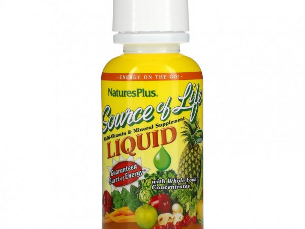 NaturesPlus, Source Of Life, жидкая мультивитаминная и минеральная добавка, тропические фрукты, 236,56 мл (8 жидк. Унций)