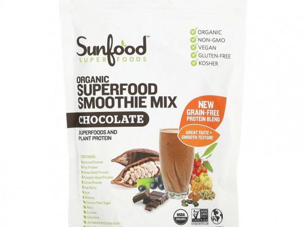 Sunfood, Смесь для смуззи с органическим шоколадом и суперфудами, 8 унций (227 г)