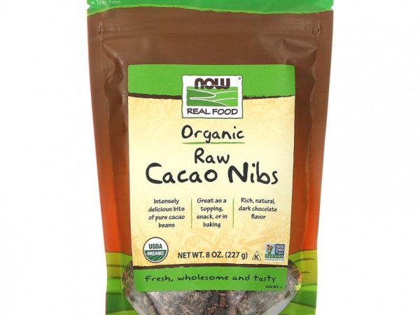 NOW Foods, Real Food, органические сырые ядра какао-бобов, 227 г (8 унций)