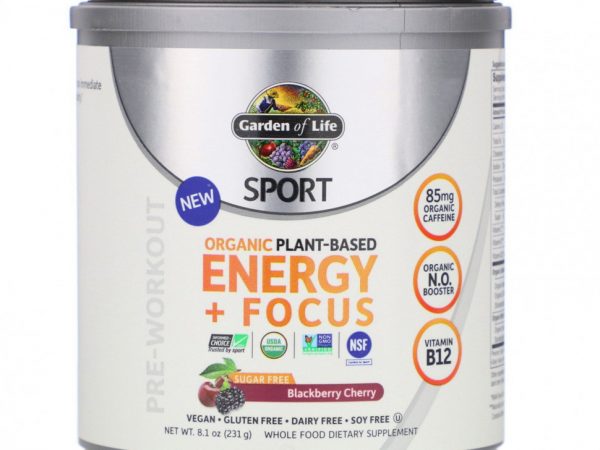 Garden of Life, Sport, Органическая растительная энергия + Focus, перед тренировкой, ежевика и вишня, 8,1 унции (231 г)