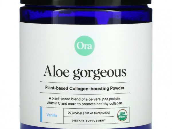 Ora, Aloe Gorgeous, Vegan Collagen-Boosting Powder Supplement, Vanilla Flavor, 8.47 oz (240 g)