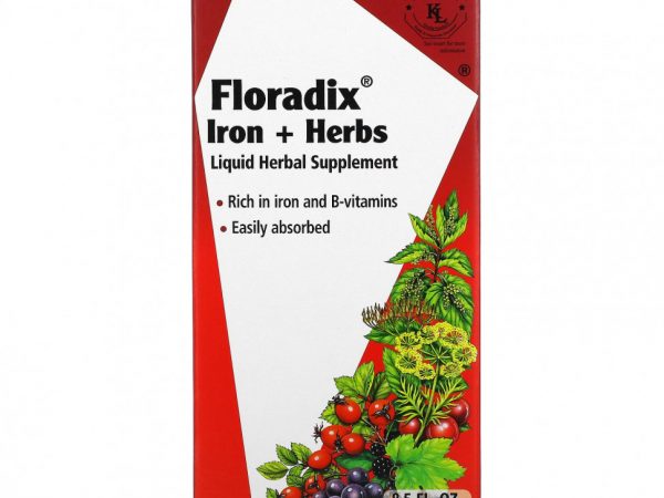 Gaia Herbs, Floradix, железо и травы, жидкая растительная добавка, 250 мл (8,5 жидк. Унции)