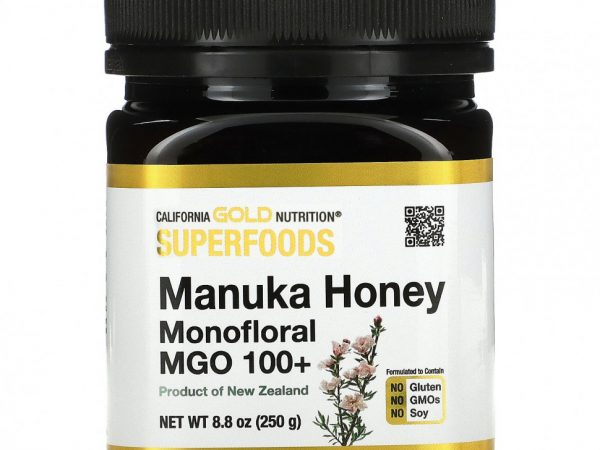 California Gold Nutrition, SUPERFOODS, монофлорный мед манука, MGO 100+, 250 г (8,8 унции)