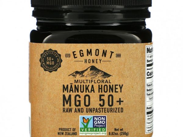 Egmont Honey, Разноцветный мед манука, необработанный и непастеризованный, 50+ MGO, 250 г (8,82 унции)