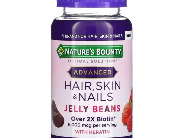 Nature's Bounty, Advanced, добавка для здоровья волос, кожи и ногтей, фруктовое ассорти, 3000 мкг, 80 жевательных конфет