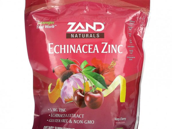 Zand, Herbalozenge, травяные леденцы с эхинацеей и цинком, вкус вишни, 80 леденцов