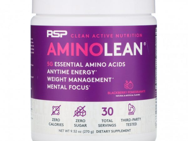 RSP Nutrition, AminoLean, незаменимые аминокислоты и энергия в любое время, ежевика и гранат, 270 г (9,52 унции)