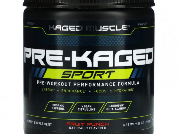 Kaged Muscle, PRE-KAGED, Sport, предтренировочная формула, фруктовый пунш, 272 г (9,59 унции)