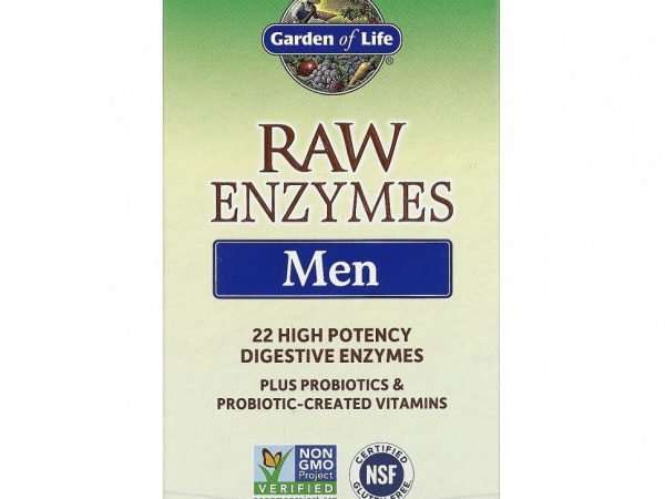 Garden of Life, RAW Enzymes, ферменты для мужчин, 90 вегетарианских капсул