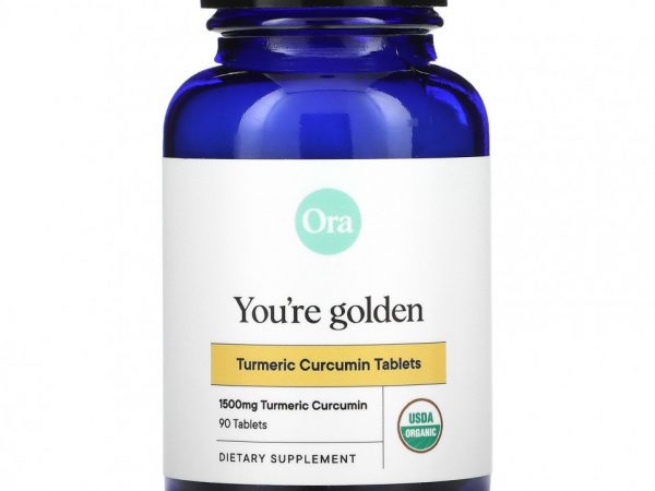 Ora, You're Golden, Organic Turmeric Curcumin Supplement, 500 mg, 90 Organic Tablets