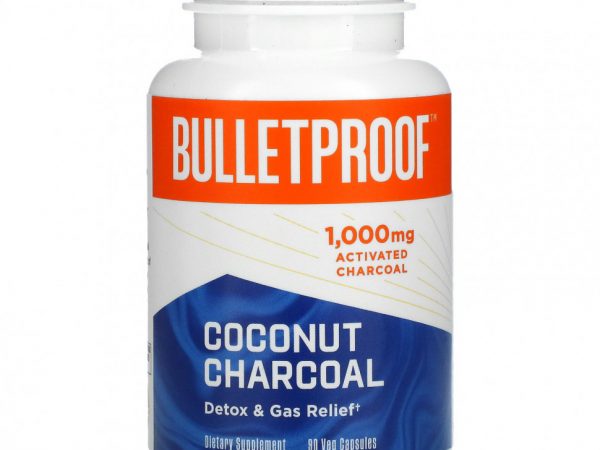 BulletProof, кокосовый уголь, средство для выведения токсинов и газов, 1000 мг, 90 вегетарианских капсул