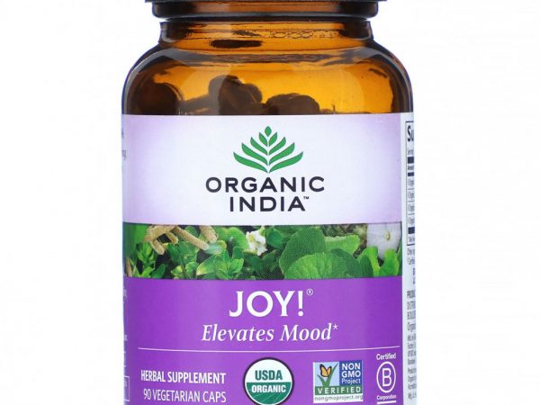 Organic India, Joy !, поднимает настроение, 90 вегетарианских капсул