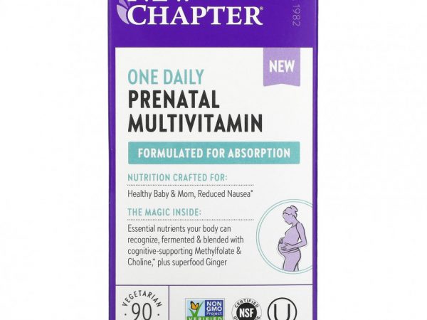 New Chapter, One Daily Prenatal Multivitamin, мультивитаминный комплекс для беременных, 90 вегетарианских таблеток