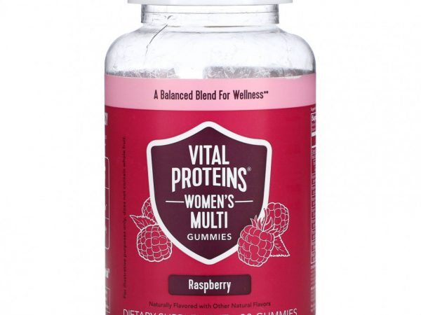 Vital Proteins, Мультивитамины для женщин, малина, 90 жевательных таблеток