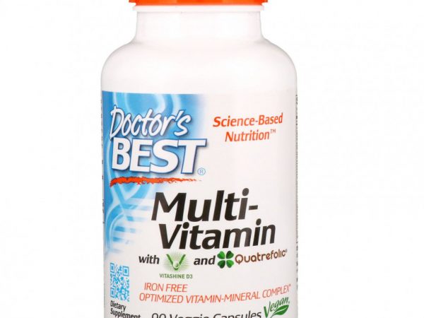 Doctor's Best, мультивитаминный комплекс с Vitashine D3 и Quatrefolic, 90 растительных капсул