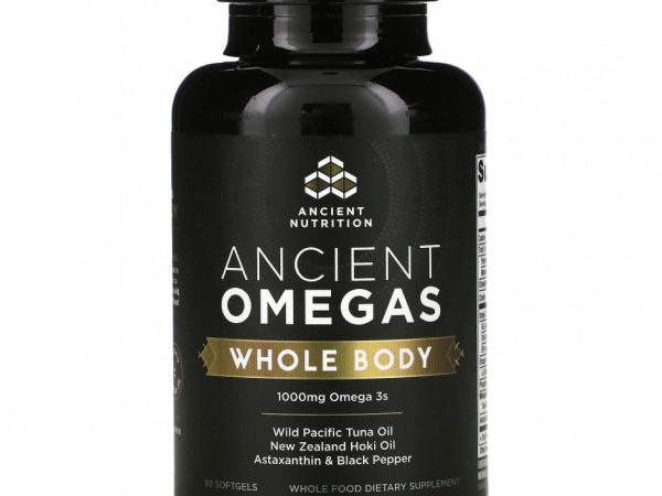 Dr. Axe / Ancient Nutrition, Ancient Omegas, для всего тела, 1000 мг, 90 мягких таблеток