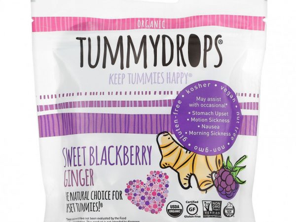 Tummydrops, Organic, сладкая ежевика и имбирь, 33 пастилки, 105 г (3,7 унции)