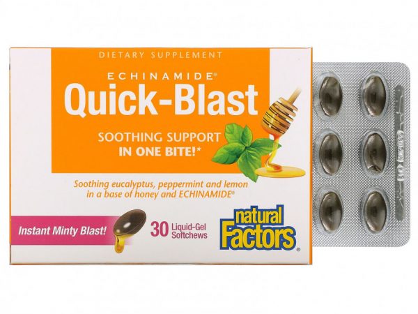 Natural Factors, ECHINAMIDE Quick-Blast, 30 жевательных таблеток