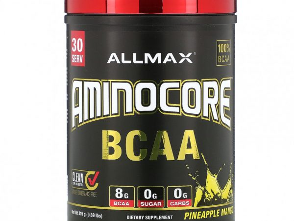 ALLMAX Nutrition, AMINOCORE BCAA, Ананас и манго, 315 г (0,69 фунта)