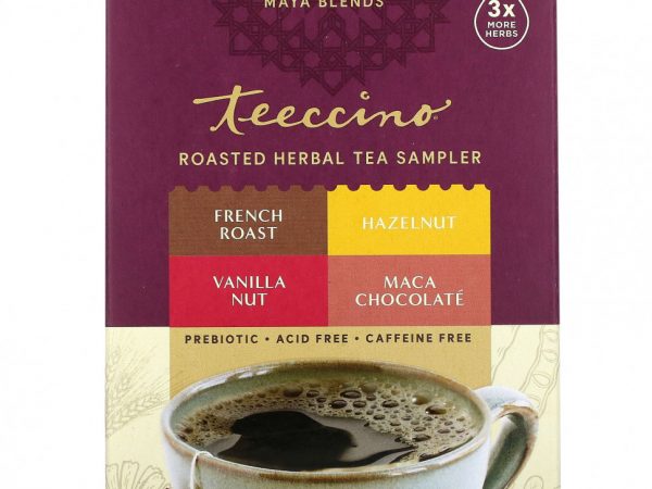 Teeccino, Пробник обжаренного травяного чая, 4 вкуса, без кофеина, 12 чайных пакетиков, 72 г (2,54 унции)