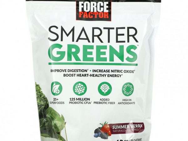 Force Factor, Smarter Greens, летние ягоды, 60 жевательных таблеток