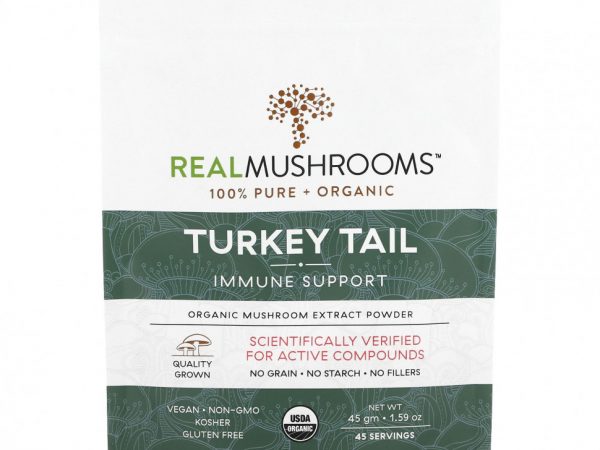 Real Mushrooms, Индейка, порошок экстракта органических грибов, 45 г (1,59 унции)