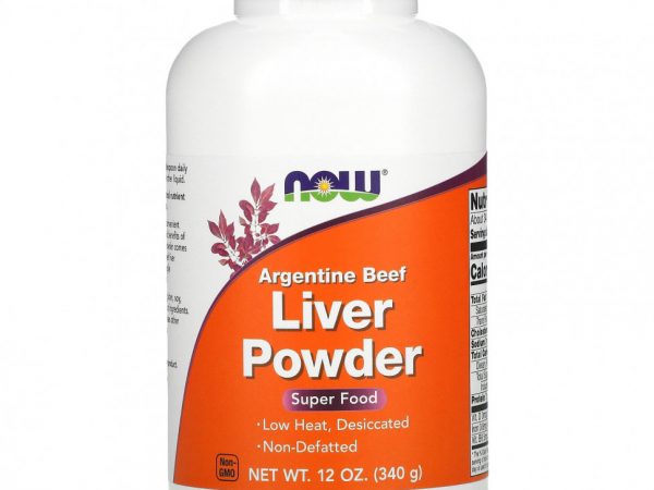 NOW Foods, порошок из аргентинской говяжьей печени, 340 г (12 унций)