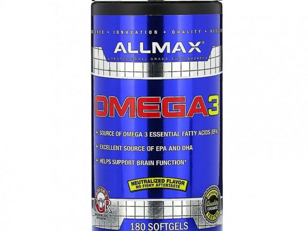 ALLMAX Nutrition, рыбий жир с омега-3 кислотами, сверхчистый рыбий жир из холодноводной рыбы, 180 мягких желатиновых капсул