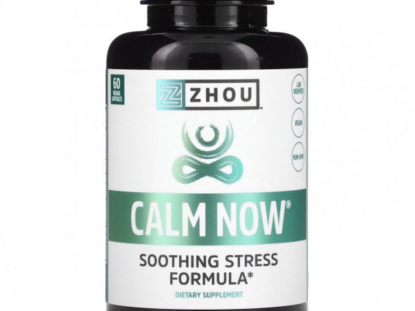 Zhou Nutrition, Calm Now, формула для снятия стресса, 60 растительных капсул