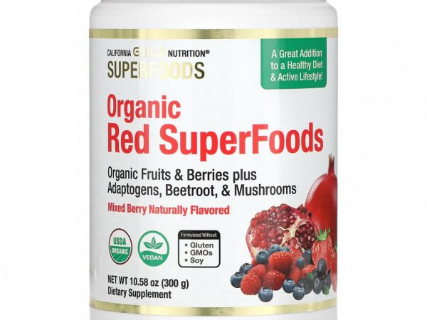 California Gold Nutrition, SUPERFOODS, органические красные суперфуды, ягодное ассорти, 300 г (10,58 унции)