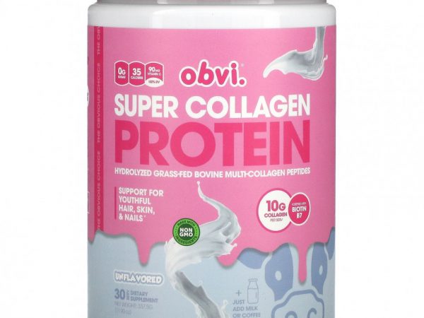 Obvi, Super Collagen Protein, без добавок, 337,5 г (11,90 унции)