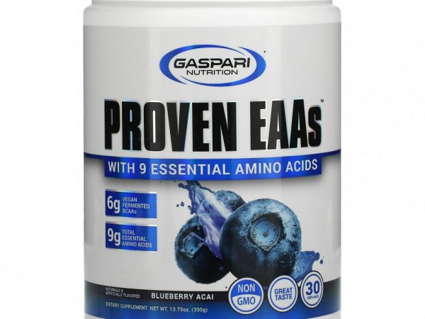 Gaspari Nutrition, Проверенные EAA с 9 незаменимыми аминокислотами, голубика и асаи, 390 г (13,75 унции)