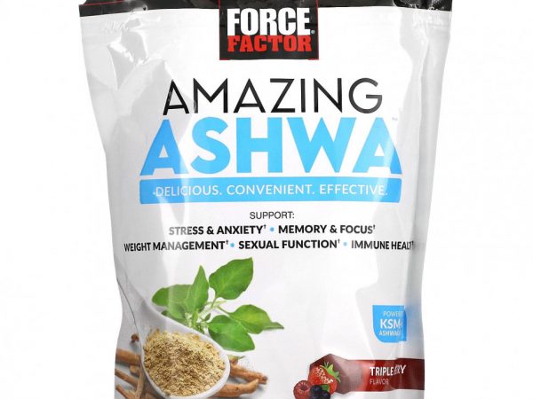 Force Factor, Amazing Ashwa, тройная ягода, 60 жевательных таблеток