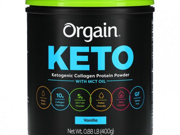 Orgain, Keto, протеиновый порошок из кетогенного коллагена с маслом MCT, ваниль, 400 г (0,88 фунта)