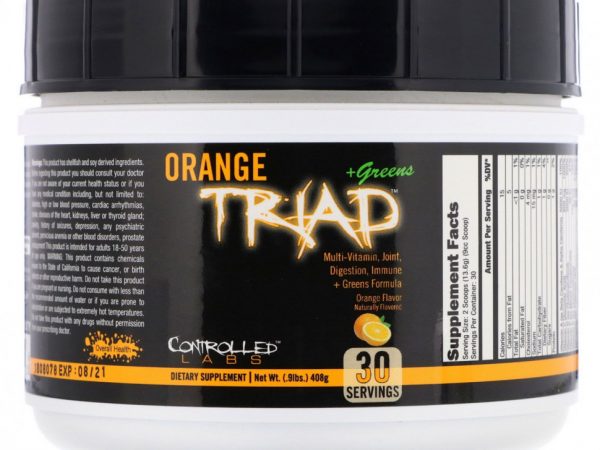 Controlled Labs, Orange Triad + Greens, апельсиновый вкус, 408 г (0,9 фунта)