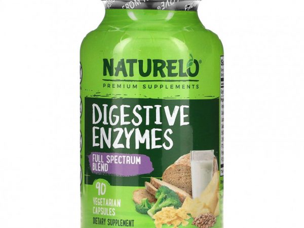 NATURELO, Пищеварительные ферменты, смесь полного спектра, 90 вегетарианских капсул