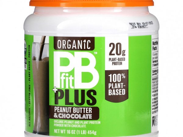PBfit, Organic PB Fit Plus, арахисовая паста и шоколад, 454 г (1 фунт)