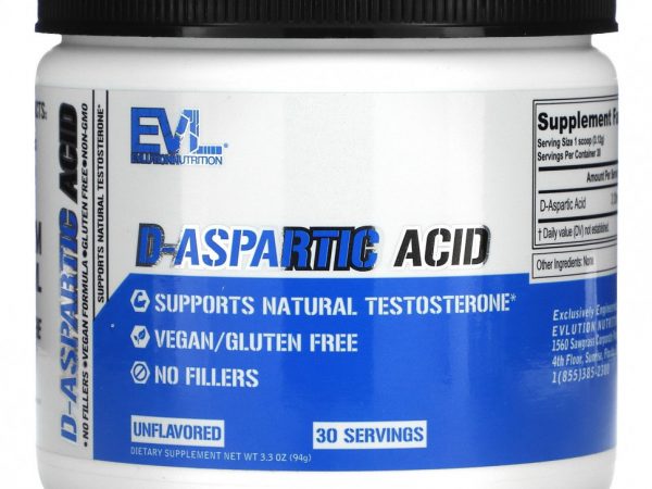 EVLution Nutrition, D-Aspartic Acid, Unflavored, 3.3 oz (94 g)