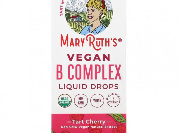 MaryRuth Organics, Vegan B Complex Liquid Drops, вишня, 30 мл (1 жидк. Унция)