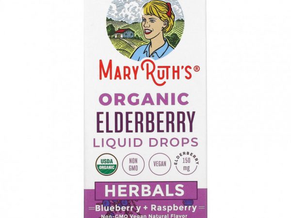 MaryRuth Organics, Органические жидкие капли из бузины, травы, голубика + малина, 30 мл (1 жидк. Унция)