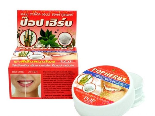 Отбеливающая зубная паста с Бамбуковым Углем Pop Herbs Bamboo Sharcoal  Salt Toothpaste, 30 мл. Таиланд