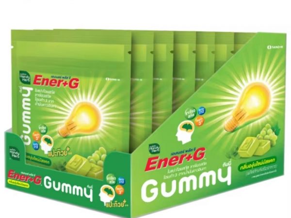 Жевательные витамины Handy Herb Ener+G Gummy с экстрактом гинкго, зеленого чая и Омега-3, коробка 6 саше по 4 шт.