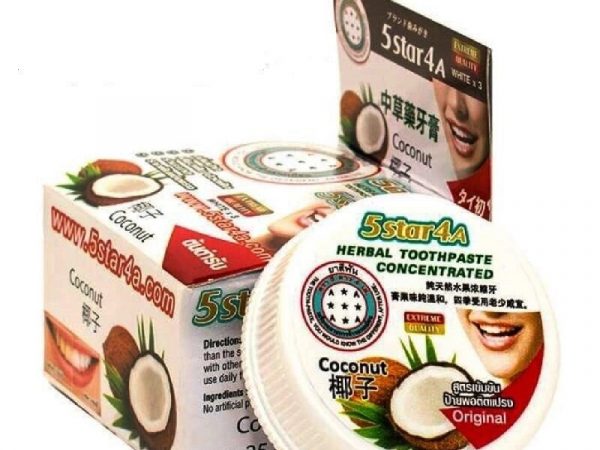 Зубная паста отбеливающая, концентрированная Herbal Toothpaste Concentrated Coconut 5Star4A, 25 гр., Таиланд