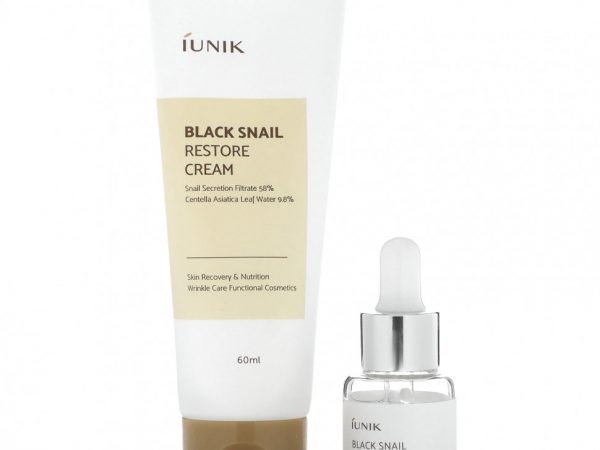 iUNIK, Black Snail Edition Skin Care Set, Cream & Mini Serum, 2 Piece Set