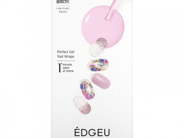 Edgeu, Perfect Gel Nail Wraps, ENT104, Pink Sun Catcher, набор из 16 полосок
