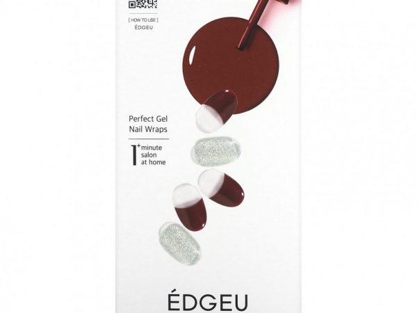 Edgeu, Гелевые обертывания для ногтей Perfect, ENA518, бордовый бордовый, набор из 16 полосок